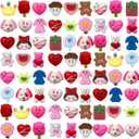 72 PCS Valentines Day Mochi Squishy Toys Squishies for Kids School Class Classroom Valentines Day Cards Gifts Prizes Party Favors