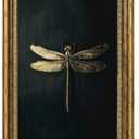Vintage Framed Dragonfly Picture Wall Art,Gothic Insect Wall Decor 9x11in | Dark Retro Farmhouse Style For Ideal For Bedroom, Study, Hallway, Office Or Entryway.