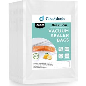 Vacuum Sealer Bags for Food Quart 8"x12" 100 Pcs Seal a Meal Bag, Food Saver Bags Sous Vide Bags Pre-cut Thick BPA-Free Textured Heavy Duty Vacuum Seal, Meat Cheese Dry Goods