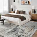Toneed Abstract Area Rug 7x9 Modern Washable Rug Soft Non Slip Rug Low Pile for Bedroom Living Room Dining Room Grey/Brown