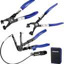 WORKPRO 3-Piece Hose Clamp Pliers Set with Pouch - 27" Long Reach Wire Spring Hose Clamp Plier & Angled Spring Clamp & Flat Band Pliers for Removal, Installation of Ring