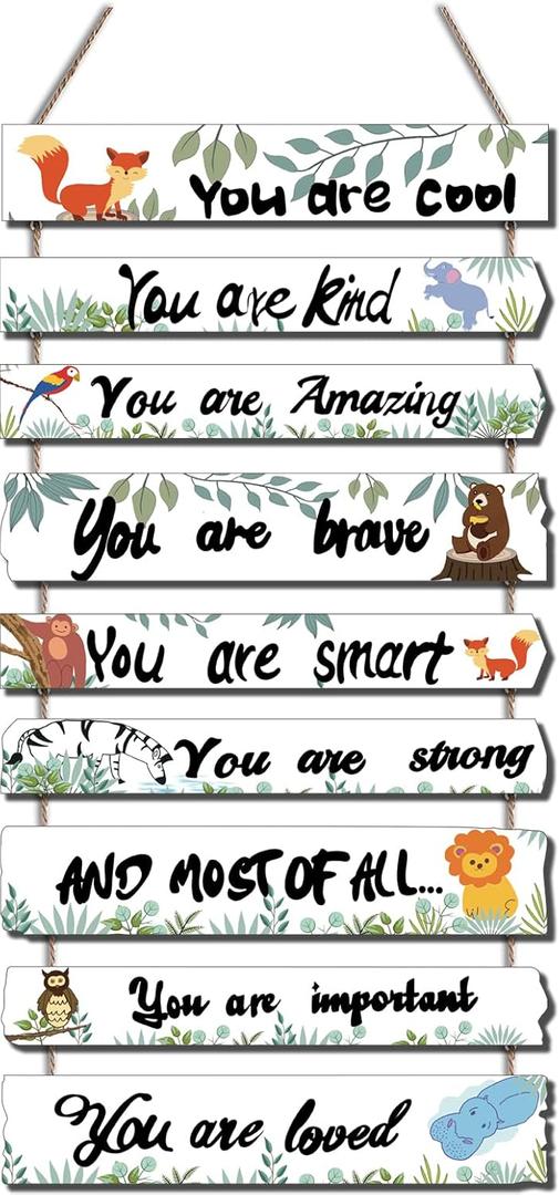 Woodland Nursery Room Decor for Baby Bedroom - Jungle Safari Animal Theme Wall Decor for Toddler Boy or Girl - Colorful Elephant Giraffe Lion Forest Wall Art Decorations