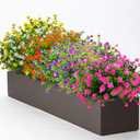 Grunyia 10 Bundles Artificial Fake Flowers, Faux Outdoor Plastic Plants UV Resistant Shrubs Outside Indoor Decorations (Pink-Eucalyptus)