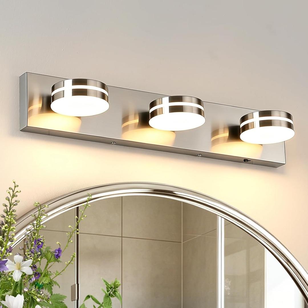 3-Light Bathroom Vanity Light 23.62in Brushed Nickel Vanity Light, 3-Light,24Inch