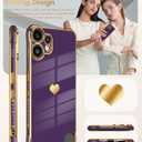 Dretal for Nothing CMF Phone 2 Pro Case with 2X Screen Protector, Girl Women Cute Girly Love-Heart Luxury Gold Soft Cover Camera Protection Bumper Silicone Shockproof Case for CMF Phone 2 Pro (Purple)