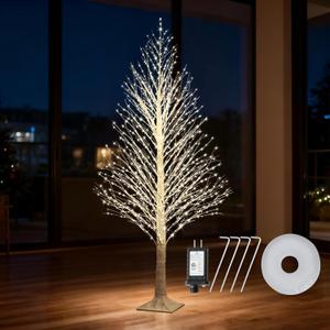 7FT Lighted Birch Chrismas Tree 1000 LED Warm White Lights with Twinkle LightsLED Artificial Tree Light for Indoor Outdoor Home and Christmas Holiday Decoration