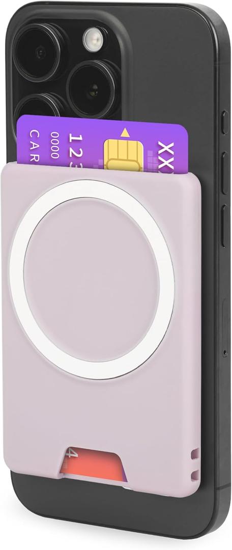 PROfezzion Double Sided Magnetic Phone Wallet, Anti-slip Durable Plastic Card Holder 2-Cards Designed for MagSafe Compatible with iPhone 17 16 15 14 13 12 Pro Max & MagSafe Case (0.3" Thick) - Pink