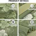 Luxudecor Floral Comforter Set Queen Size, 7 Pieces Bed in a Bag Olive Green Floral Comforter and Sheet Set, Soft Microfiber Green Complete Bedding Sets for All Seasons