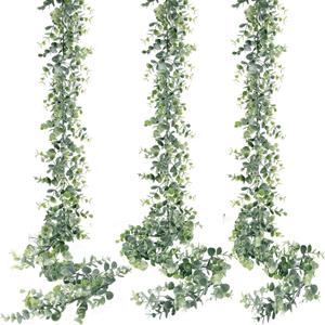 Sggvecsy Artificial Eucalyptus Garland 3 Pack Fake Eucalyptus Greenery Garland Faux Hanging Plants Artificial Vines, 5.6 Feet/Strand for Wedding Backdrop Arch Wall Table Party Outdoor Festival Decor