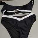 CUPSHE Women's Bikini Sets Two Piece Swimsuit High Waisted Square Neck Cutout Wide Straps Tank High Cut Cheeky Bottom (Black, Medium)