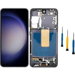 Incell for Samsung Galaxy S23 5G Screen Replacement for Samsung S23 Screen Replacement Black With Frame SM-S911B SM-S911U Display Touch Screen Assembly Repair Parts (No Fingerprint)
