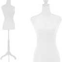 Mannequin Dress Form Female Dress Model Torso Display Mannequin Body 50-63 Inch Height Adjustable Tripod Stand (White, 50-63 Inches)