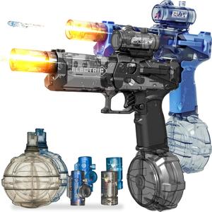 2 Pack Electric Water Guns with LED Lights, Fully Automatic Squirt Guns, 2832 FT Long Range Water Blaster Soakers for Kids & Adults, Summer Outdoor Pool Beach Water Toys