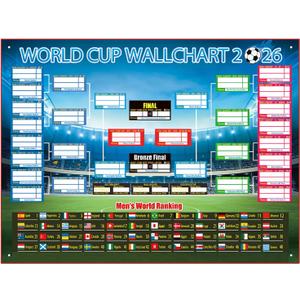 2026 World Cup Bracket Poster Black 27.6x23.6 Inches Wall Soccer Game Tracker Map for Watch Party Bar Home Decor