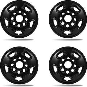 16 Inch Wheel Skins for 2003-2014 Chevy Express GMC Savana G1500 G2500 G3500 H1500 & 2015-2026 2500 3500, Fits 8-Lug 5-Vent Steel Wheels, GM OEM #9595400, #9595396, #9595398, Black 4-Pack