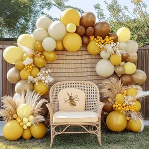 Balloon Garland Arch Kit Pastel Yellow Blush White Sand Brown Balloons Double Stuffed Mustard Yellow Different Sizes for Neutral Baby Shower Wedding Bee Birthday Fall Party Decorations