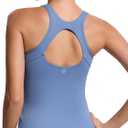RUNNING GIRL Workout Tank Tops for Women Built in Shelf Bras Padded,Sleeveless Gym Tops Athletic Yoga Shirts(BX3062_Light Blue_L) (L)