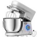 Costway - Tilt-Head Stand Mixer 7.5 Qt 6 Speed 660W with Dough Hook, Whisk & Beater - Silver EP24647SL