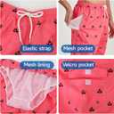Mens Swim Trunks Swim Shorts Swimwear Swimsuit Beach Shorts Bathing Suits Quick Dry Waterproof (Pink, L)