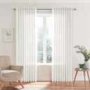 Ivory Linen Curtains 96 Inches Long for Living Room 2 Panel Set Back Tab Modern Farmhouse Boho Linen Drapes Off White Sheer Window Curtain Panels for Bedroom Closet Door, 96 Inch Length