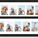 Hongkee 8x24 Picture Frame 2 Pack, Rustic Black Wood Frame with Tempered Glass, Display Pictures Multiple Five 4x6 With Mat or 8 x 24 Without Mat - Horizontal or Vertical Wall Mounting