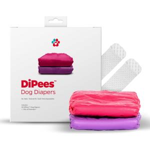 Pet Parents DiPees Disposable Dog Diapers + Extendrs, Leak Proof, Up to 75% Plant Based, Premium Disposable Dog Diapers Female (Princess, Small (12-23"), 30ct)