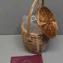 Small Wicker Basket, Round Storage Bin with Handle and Lid for Cell Phones Toys Sundries