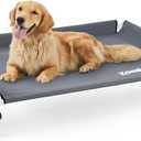 Elevated Dog Cot Bed with Headrest - Raised Dog Bed Frame Extra Sturdy for Large Pets, Tool-Free Assembly Outdoor Pet Hammock Off Ground with Non-Slip Feet & Waterproof Teslin Mesh Size 41.3*25.9*10.76