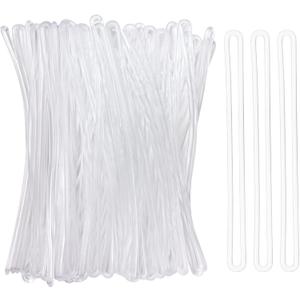 100 Pack Clear Plastic Luggage Straps, Worm Loops for Luggage Tags, Plastic Name Tag Loop for Identification Cards ID, 6 inch