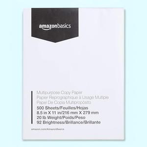 Pack of 2, Amazon Basics Multipurpose Copy Printer Paper, 8.5 x 11 Inches, 20 lb, 1 Ream, (500 Sheets), 92 Bright, White