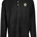 Blue 84 NHL unisex-adult Nhl Officially Licensed Henley Hoodie Leather Patch (Black, X-Large)