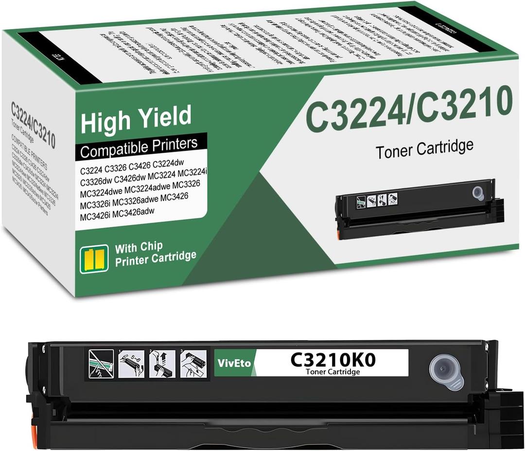 MC3426 C3210 C3224 Black Toner Cartridge (with New Chip) Replacement for Lexmark C3426 C3224 C3210 C3210K0 for C3224 C3326 C3426 MC3224 MC3326 MC3426 C3224dw Printer, 1 Pack MC3426 Toner