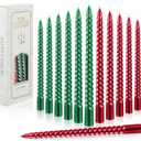 MTLEE 12 Pcs 10 Inch Christmas Spiral Taper Candles Red Green Dripless Twisted Wax Candles, Long Tapered Candles Unscented Candle Sticks for Xmas Home Party Dinner Dining Table Wedding Supplies