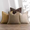 MIULEE Neutral Gold/Brown Linen Pillow Covers Pack of 4 Decorative Nautral Solid Throw Pillow Covers Soft Accent Boho Farmhouse Couch Pillowcases Modern Home Decors for Living Room Bed Sofa 20x20 Inch