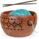 Wooden Yarn Bowls for Crocheting & Knitting - Availabe in 2 Sizes, Exquisite Handmade Small Yarn Bowl Holder, Crochet Bowls for Yarn, Knitting Bowl (Pattern Small)