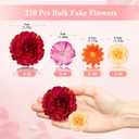 210 Pcs Mini Silk Flower Heads Small Fake Rose Daisy Faux Flowers Bulk for Crafts Artificial 3D Loose Fabric Flowers Heads Sunflower Bulk for Wedding Hair Cap Dresses Decorations (Bright Colors Mixed)