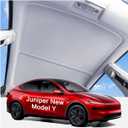 2025 Upgraded Tesla Model Y Juniper Sunshade Roof, UPF200+ Roof Sunshade with Storage Bag, No-Sag&No-Gaps Heat Insulation Foldable Roof Shade, Tesla Accessories for Juniper 2025-2026, Gray
