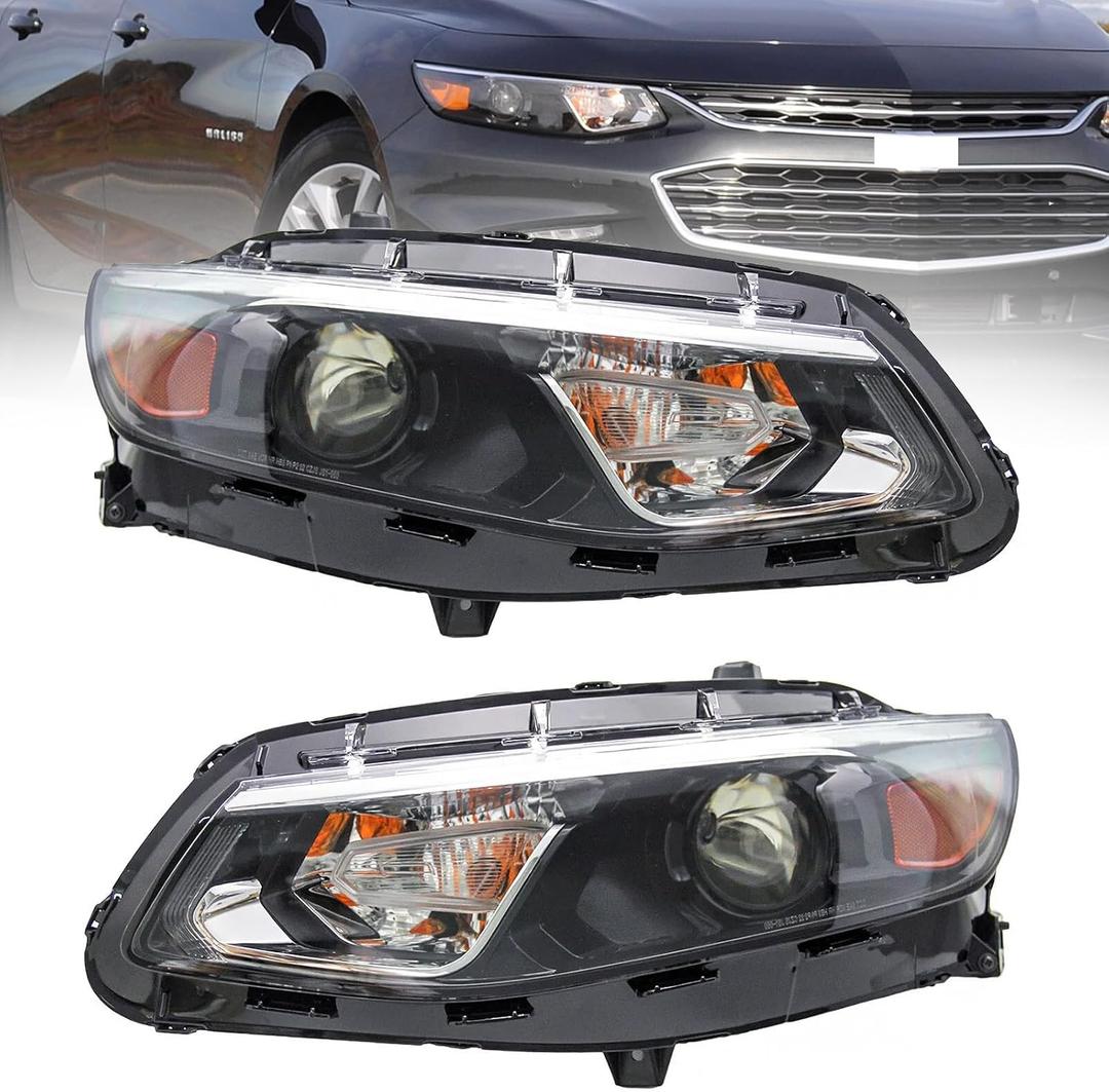 2016 2017 2018 Malibu Headlights,Projector Headlight Assembly Fit for Chevy Malibu 2016-2018,Halogen Headlamp Factory Style Replacement Driver Passenger Side GM2502426 GM2503426