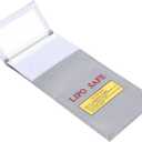 Fdit 10x20cm Battery Safety Bag Lithium-Ion Battery Bag Fireproof and Explosion-Proof Bag for Lithium Battery