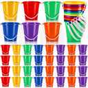 Didaey 24 Pcs Beach Bucket Sand Buckets Bulk for Kids 5 Inch Colorful Fun Plastic Pails and Sandcastle Mold for Toddler Summer Beach Birthday Party Favors Pool Play Castle Water (6 Colors)