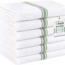 Homaxy 100% Ring Spun Cotton Kitchen Towels 6 Pack, Grass Green Stripe, 15" X 25" - 6 Pack