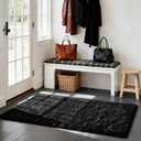 Soft Runner Rugs for Bedroom, Black 2x6 Area Rugs Fluffy Rug Shag Area Rug Carpet, Bedside Rug for Living Room Bedroom Kids Room Home Decor