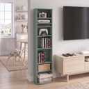 Furinno Jaya DVD Shelf, 8-Tier Tall Narrow CD Rack, Media Shelf with Adjustable Shelves, DVD Storage Cabinets for CD Bluray Game Disc, Easy Assembly, for Living Room, Home Office, Sage Green