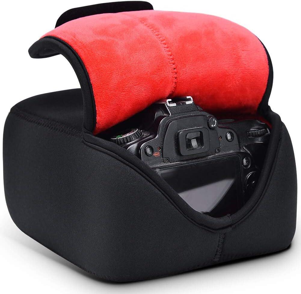 CADeN DSLR SLR Camera Sleeve Case with Neoprene Protection, Compatible for Nikon, Canon, Pentax, Sony and ect...(Large Black)