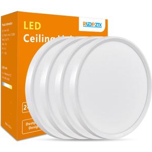 4PK 12 Inch LED Flush Mount Ceiling Light, 24W, 2520LM,3000K/4000K/6000K CCT Selectable, Round Flat Panel Low Profile Ceiling Light Fitures for Hallway, Kitchen, Bedroom, Laundry Room,White