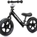 Youthkkee 12 Inch Toddler Balance Bike for 1-3 Year Olds, No-Pedal Bike with Tool-Free Adjustable Seat, Quick Assembly, Gift for 1-3 Year Old Boys & Girls with Customizable Plate (KC, Black)