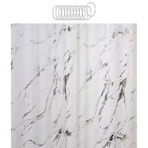 Polyester Shower Curtain Elegant Silver Hot Stamping Marble Pattern Waterproof Shower Curtain for A Luxurious Bath Experience