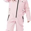Haloumoning Kids Snow Suit Girls Waterproof Insulated Winter Outdoor Overalls Snowboarding One Piece Ski Suit 5-14Years (9-10 Years, Pink)
