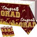 chiazllta Set of 3 Graduation Tablecloths Class of 2026 Congrats Grad Maroon Graduation Party Tablecover Decorations Party Supplies Large Size Plastic 54"x108"(Maroon & Gold)