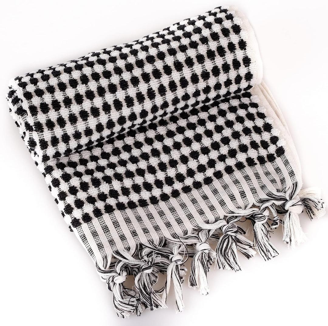 Organic Turkish Cotton Hand Towels for Bathroom | Oversized - 17 x 35 Inches | Large Soft Plush Fluffy Highly Absorbent Towels for Kitchen, Hand and Face (Black, Hand Towel)